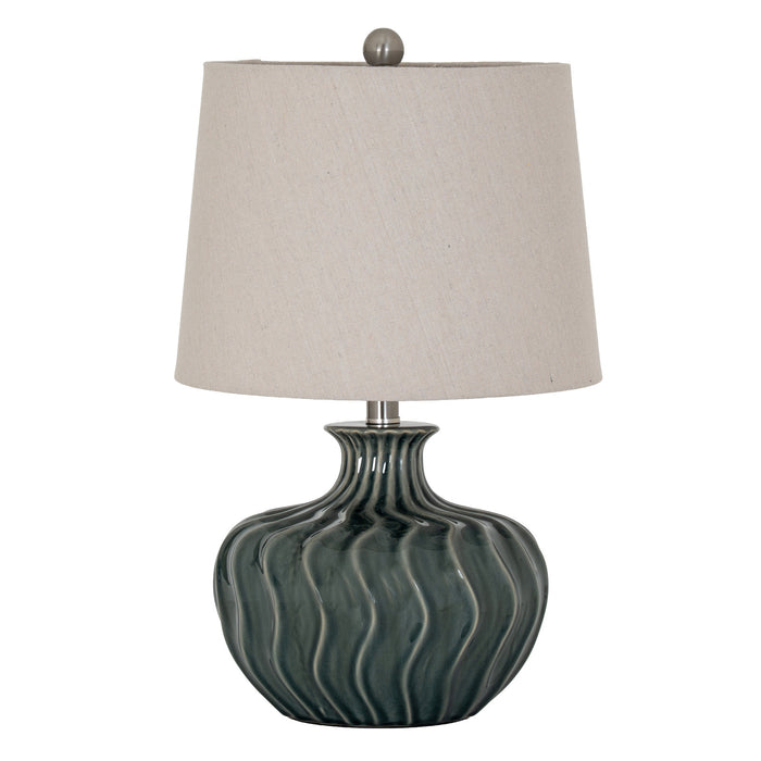 Veyla Table Lamp in Black & Grey with texture linen shade