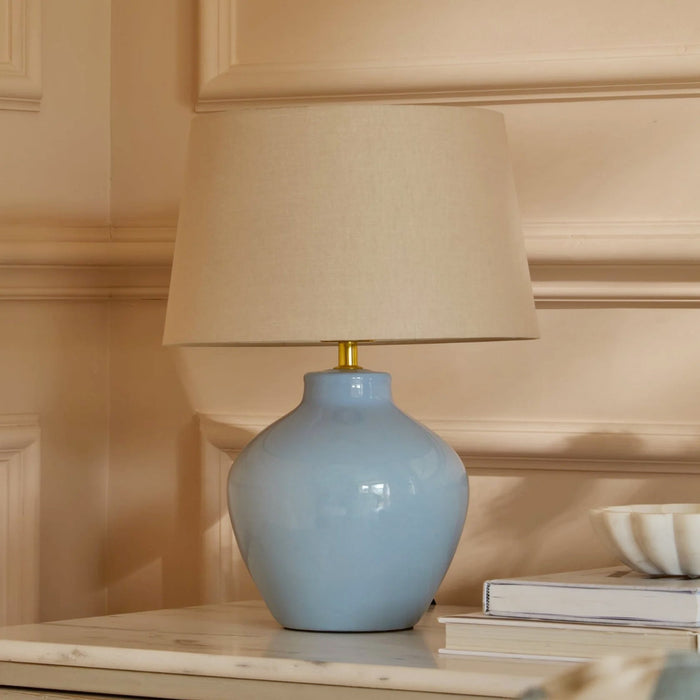 Launton 27cm Ceramic Lamp Base & Coningsby Taupe Cotton Lampshade - 30cm