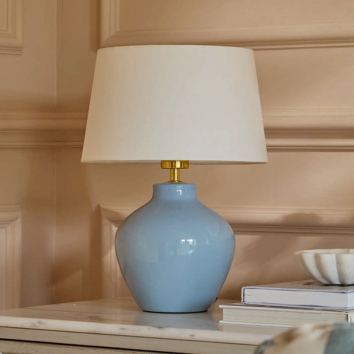 Launton 27cm Ceramic Lamp Base & Coningsby White Lampshade - 30cm