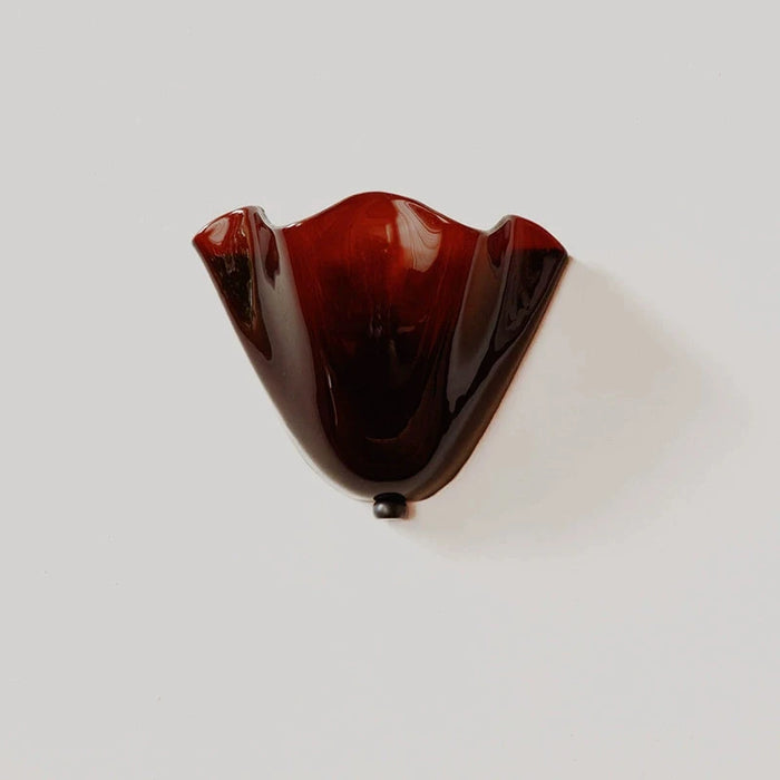 Folded Petal Wall Light, Glass Shade, Wall Control & UK Plug Options, Bedroom Accent