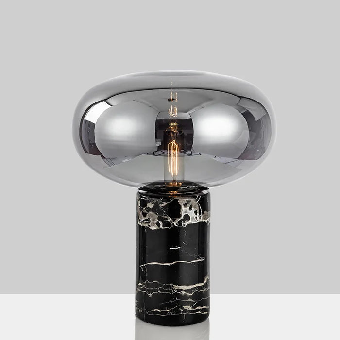Patterned Base Table Lamp, Bedroom & Console Lighting, Reflective Dome Shade, UK Plug