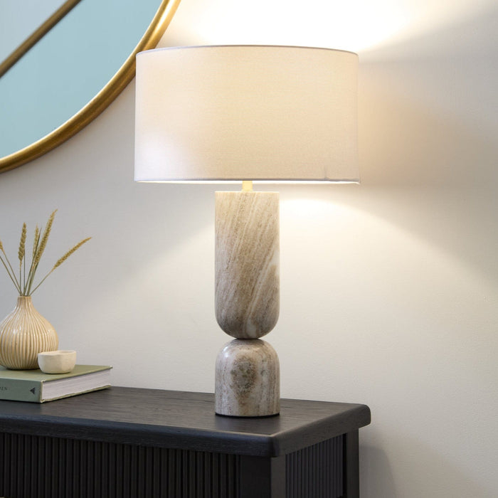 Tiree Taupe Marble Lamp Base - 41cm