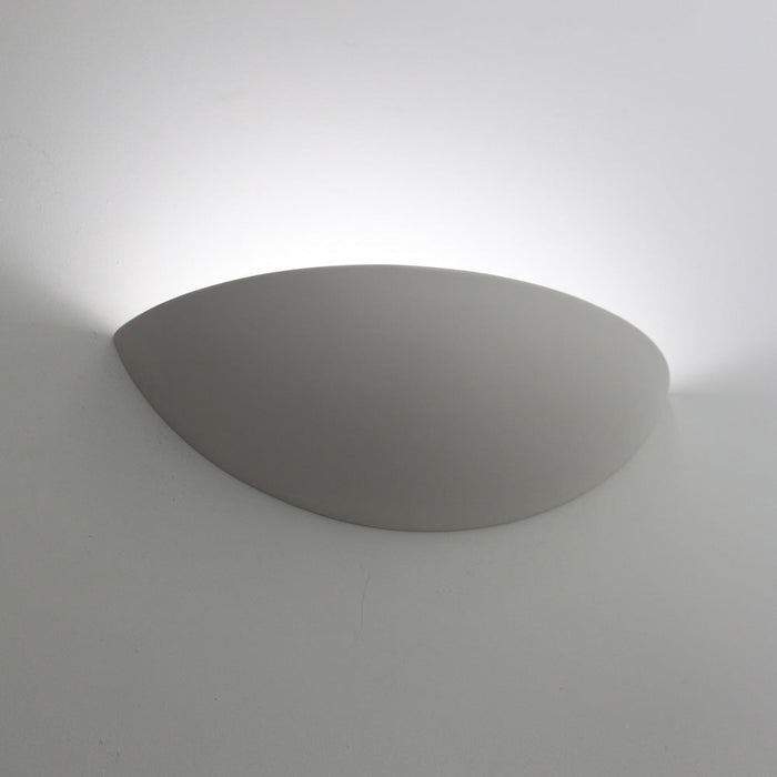 Rounded Triangular Plaster Wall Light, Uplighter Only, Paintable Matt White Shell, LED, Hallway, Landing & Stairwell