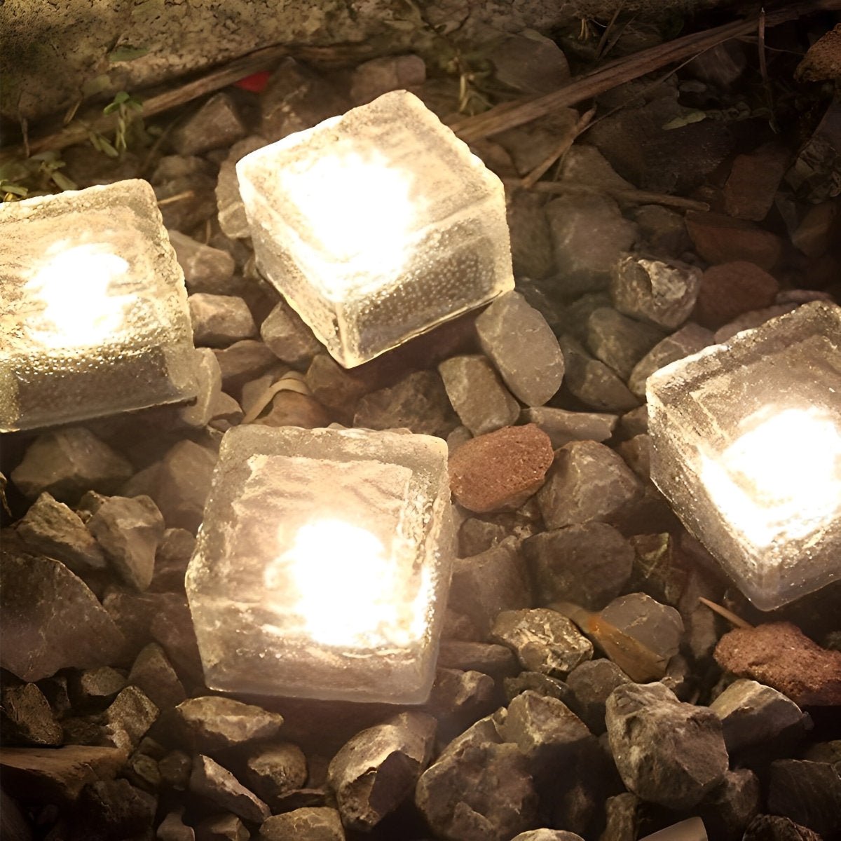 Square Creative Ice Brick LED Waterproof Smart Solar Outdoor Lawn Lights