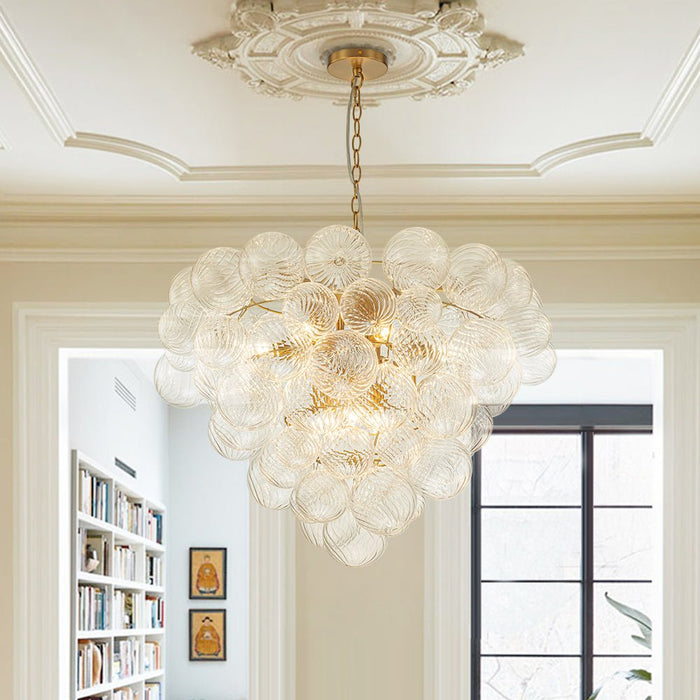Glam Cluster Grape Ribbed Glass Bubble Chandelier