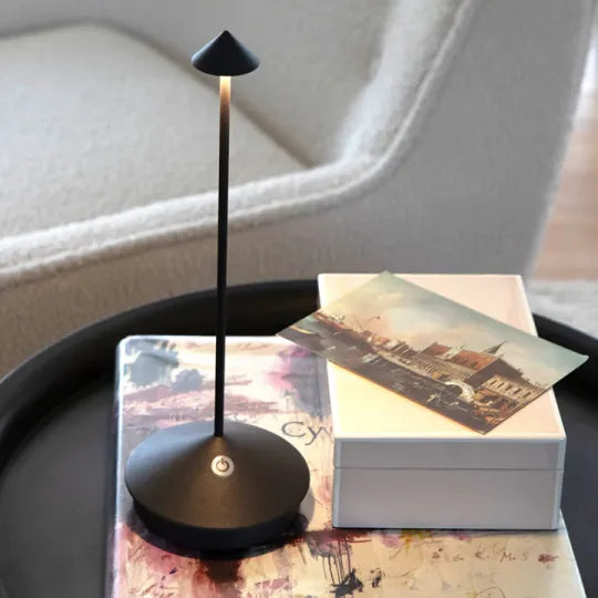 Wireless LED Table Lamp – White and Gold, Modern Design for the Living Room or Patio