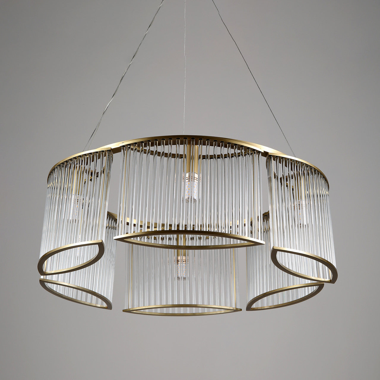 240 Glasses Chandelier 6 Light Brass