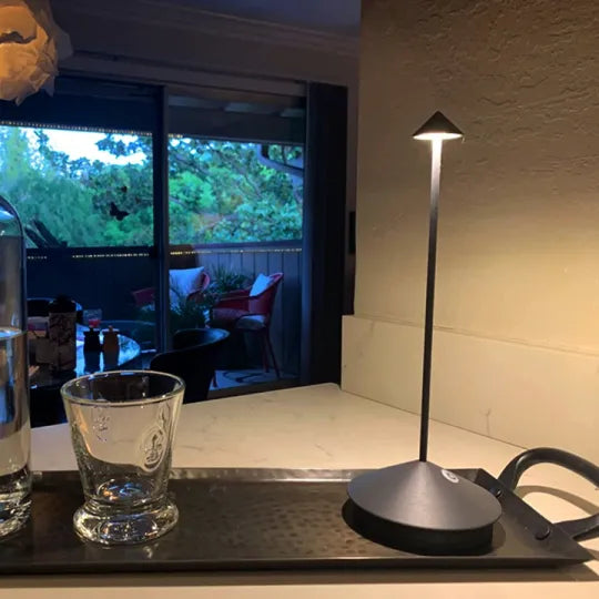 Wireless LED Table Lamp – White and Gold, Modern Design for the Living Room or Patio