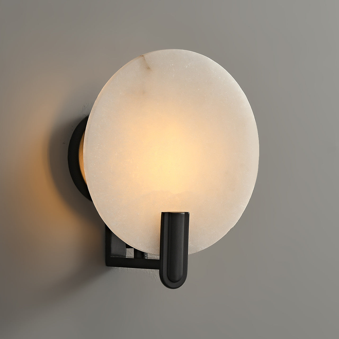 Round Alabaster Sconce Bronze
