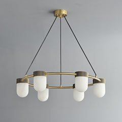 Erica Alabaster Round Chandelier 6 Lights