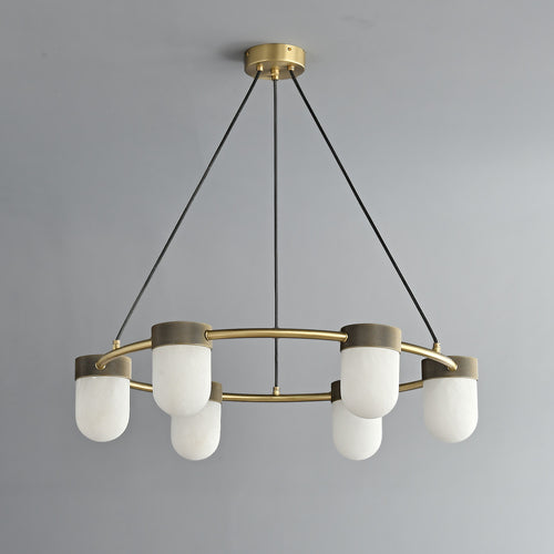 Erica Alabaster Round Chandelier 6 Lights