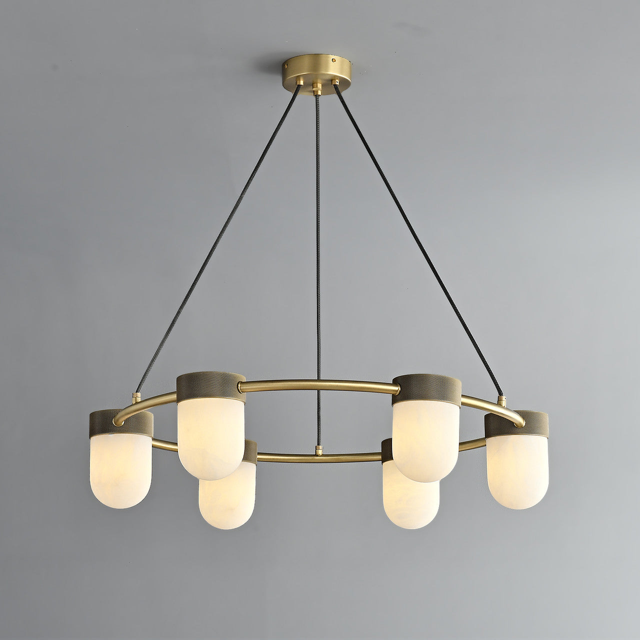 Erica Alabaster Round Chandelier 6 Lights