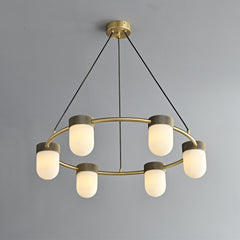 Erica Alabaster Round Chandelier 6 Lights