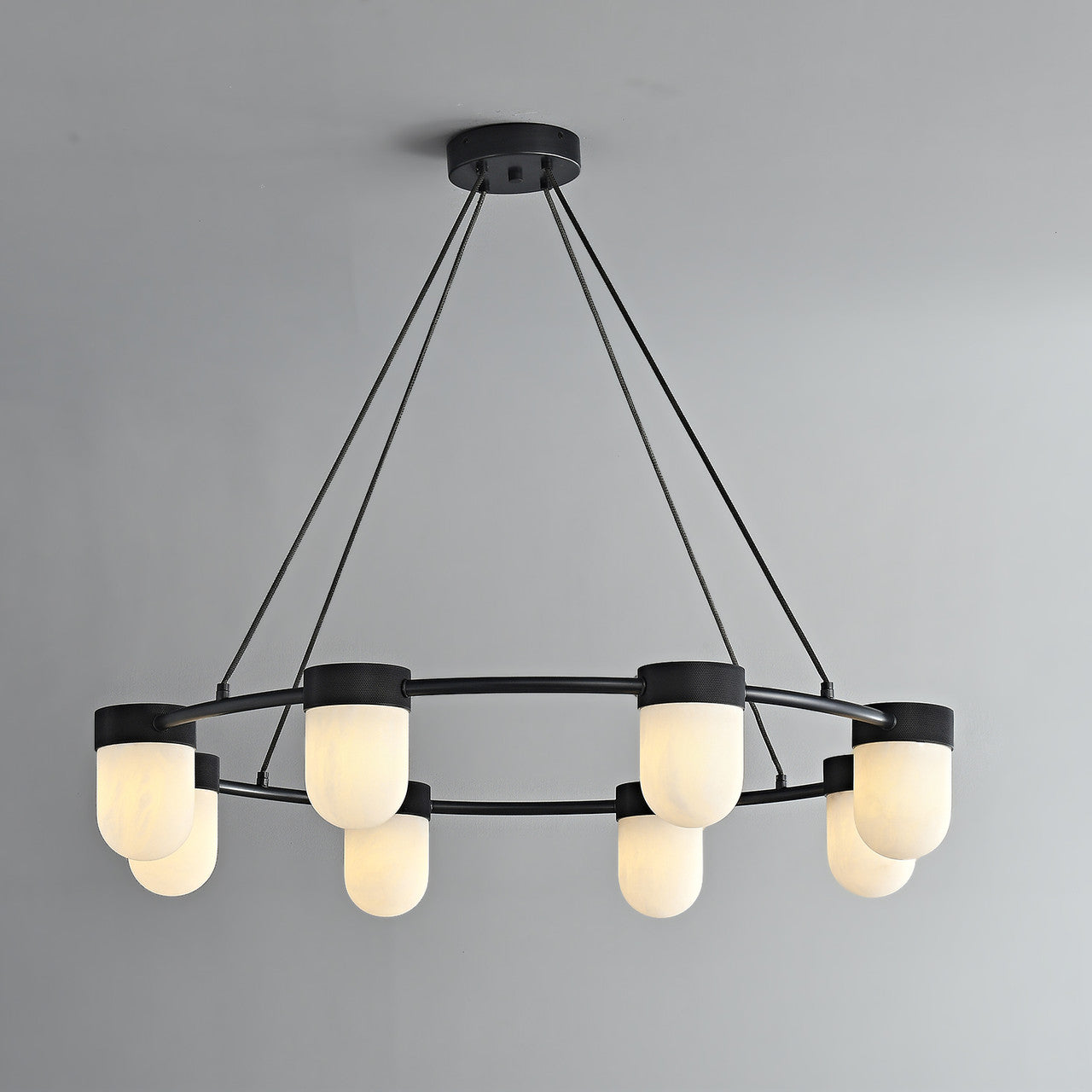 Erica Alabaster Round Chandelier 8 Lights