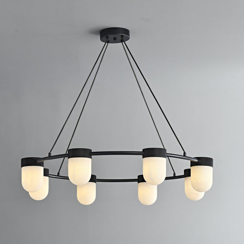 Erica Alabaster Round Chandelier 8 Lights