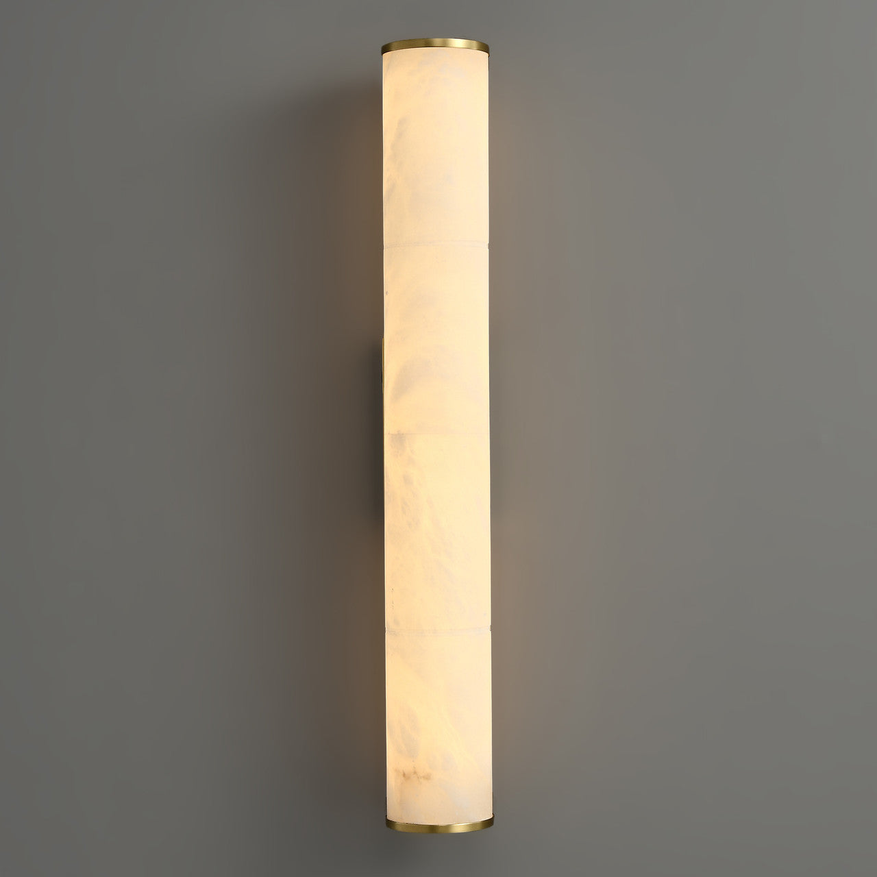 Alabaster Cylinder Wall Light Brass
