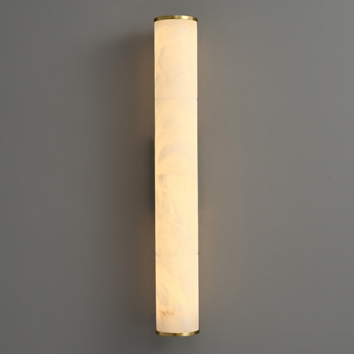 Alabaster Cylinder Wall Light Brass
