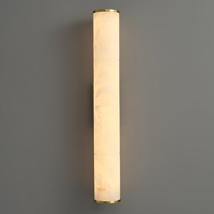 Alabaster Cylinder Wall Light Brass