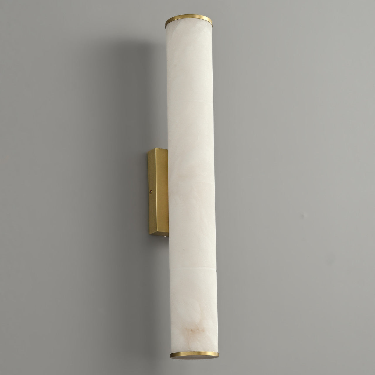 Alabaster Cylinder Wall Light Brass
