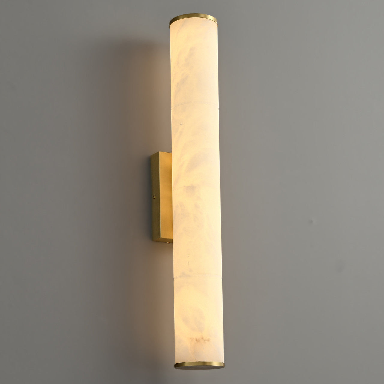 Alabaster Cylinder Wall Light Brass