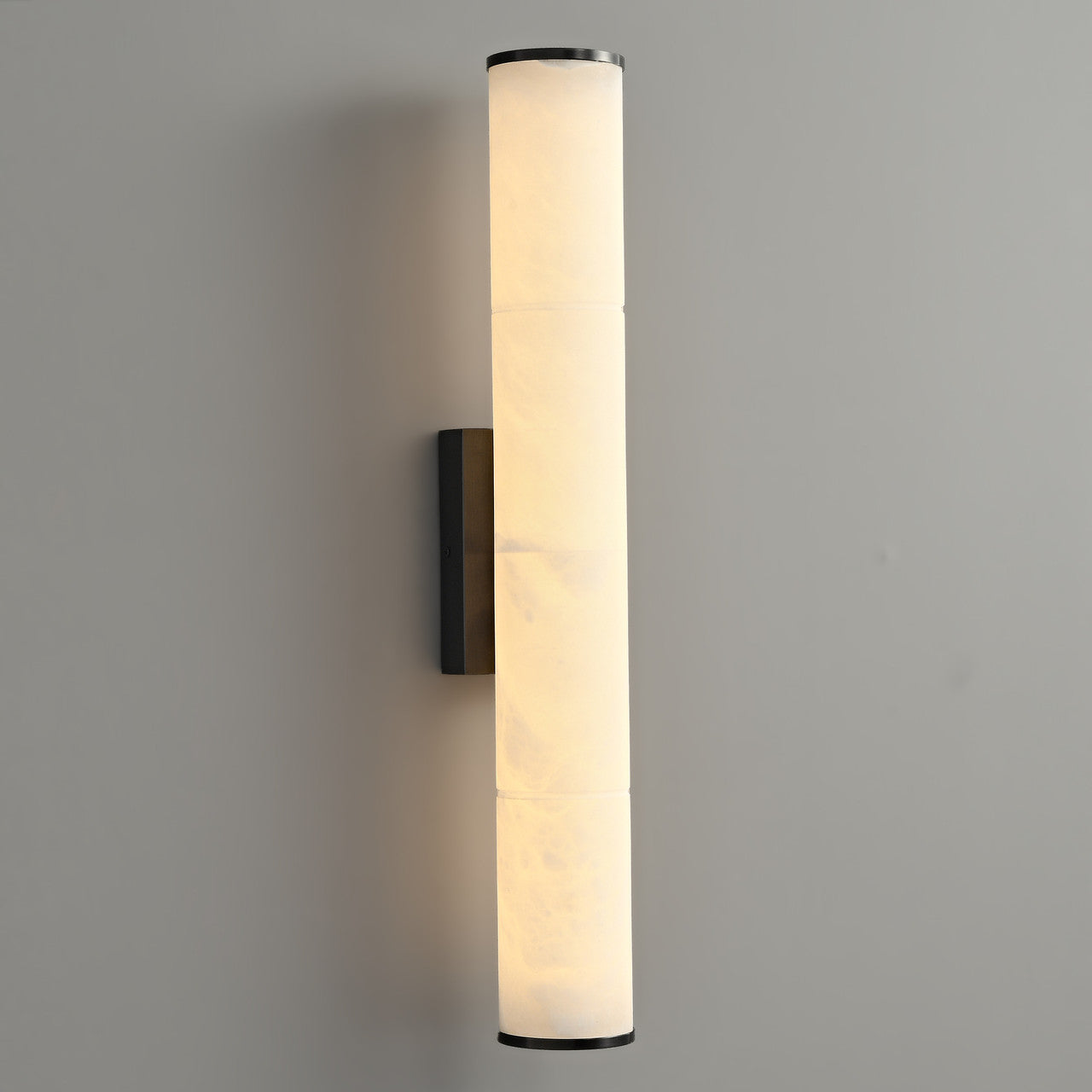 Alabaster Cylinder Wall Light Bronze