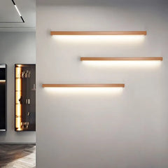Muto Linear Mirror Wooden Front Vanity Wall Lamp - Neutralighting