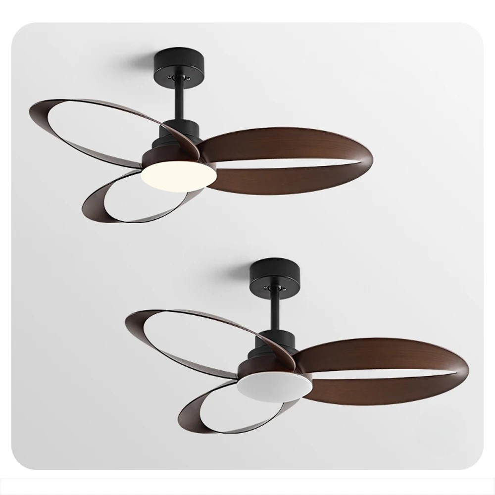 Modern ceiling fan – Wooden blades, dimmable LED lighting for the living room or bedroom