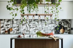 Modern wood kitchen pendant lighting over island