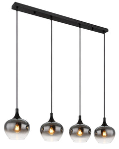 Maxy 4 light smoked glass bar pendant for dining table and kitchen islands