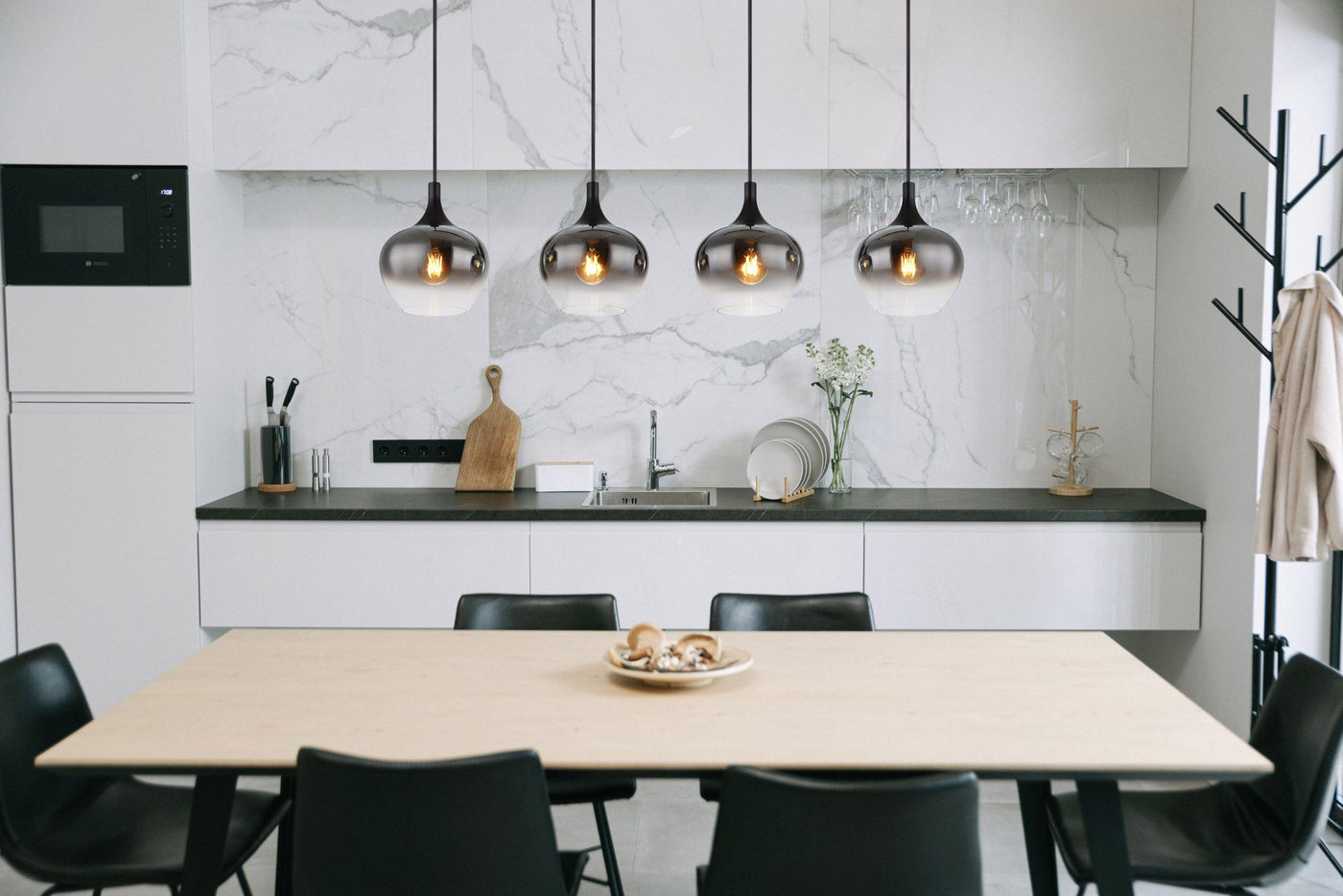 Stylish smoked glass bar pendant light adding elegance to any room