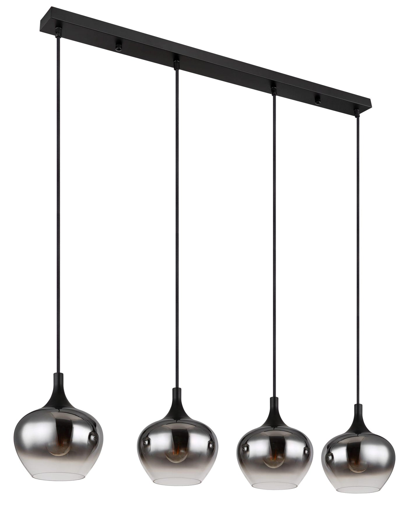 Sleek and modern smoked glass bar pendant light with four bulbs