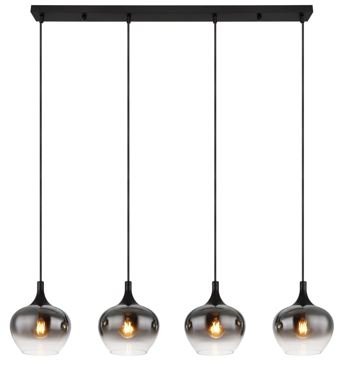 Contemporary smoked glass bar pendant light casting a warm glow