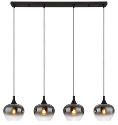 Contemporary smoked glass bar pendant light casting a warm glow