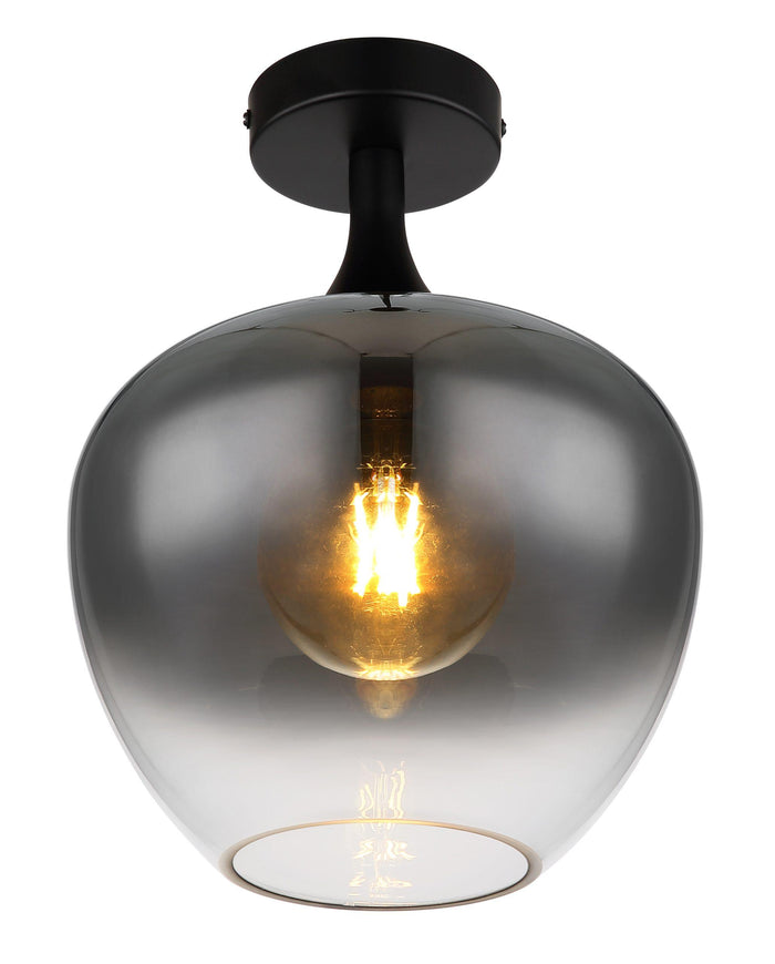 Globo Maxy Smoked Glass Semi-Flush Ceiling Light – 15548D