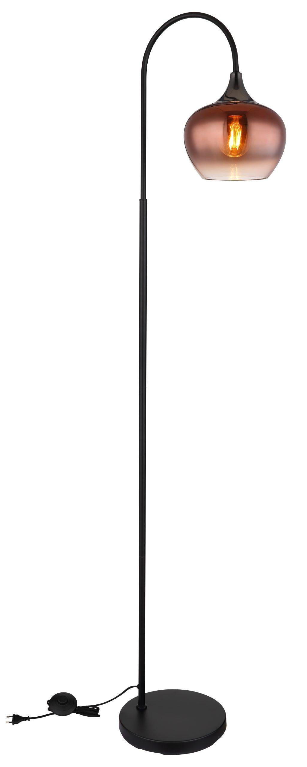 Globo Maxy Copper Glass Arched Floor Lamp