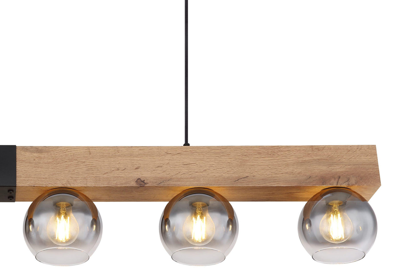 Moitas 6-Light Black & Wood Bar Pendant Light