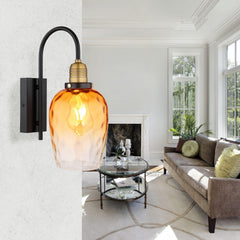Amber Glass Wall Light – Tulip Shaped Shade