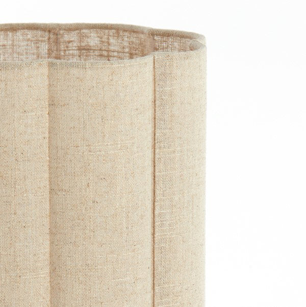 image cut out on white background of linen lamp shade with scalloped edge