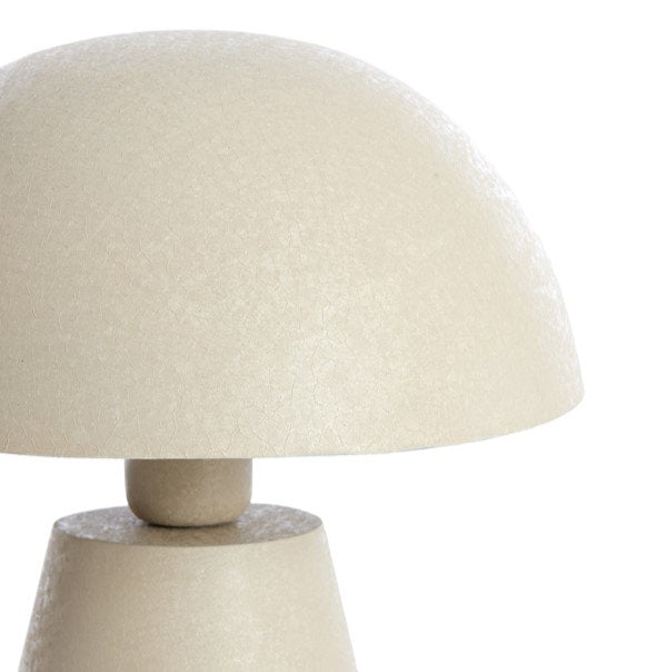 close up image of domed shade on light grey matt lamp