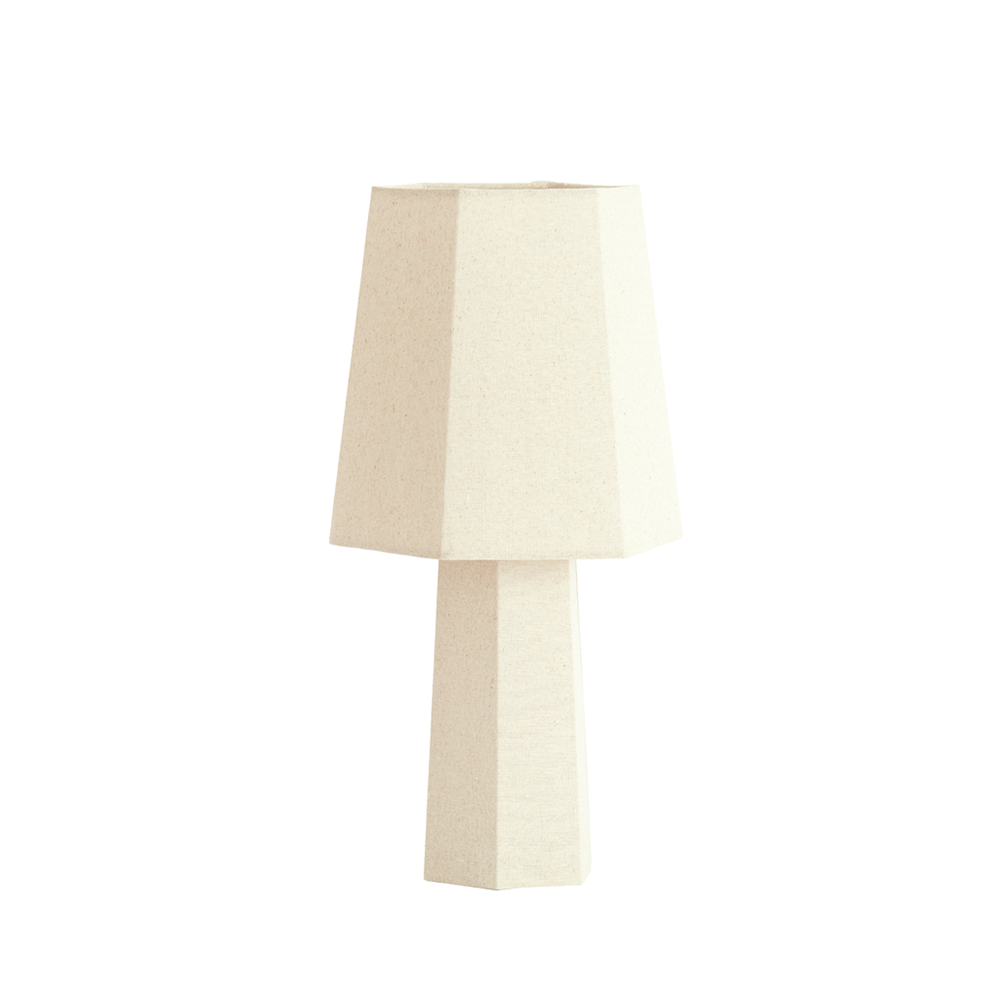 image of cream fabric lamp with abstract shade