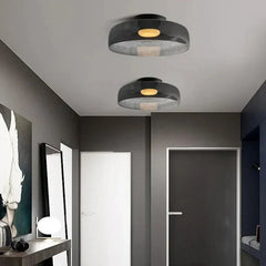 Scandinavian Glass Ceiling Light – Modern Design with Three-Color LED for the Dining Room or Living Room