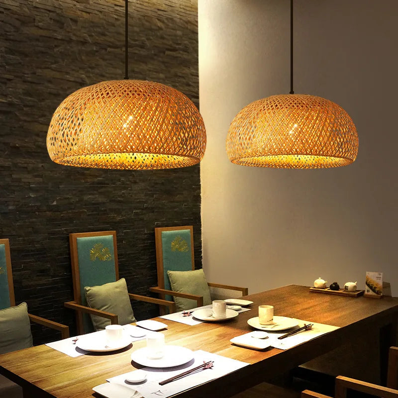 Hand-Woven Natural Rattan Pendant Light – Japandi & Bohemian Style
