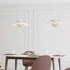 Danish pendant light – Layered metal, colorful design for the dining room or living room
