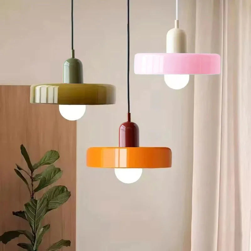 Hand-Blown Glass Pendant Light – Nordic Retro Modern Design