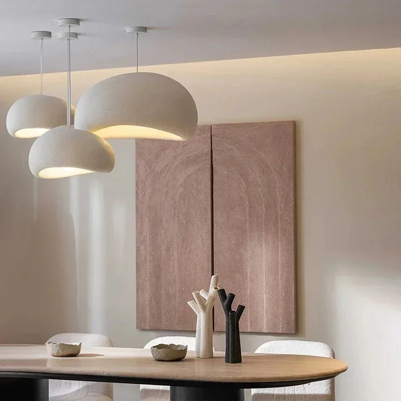 Sculptured Stone-Effect Wabi-Sabi Pendant Light