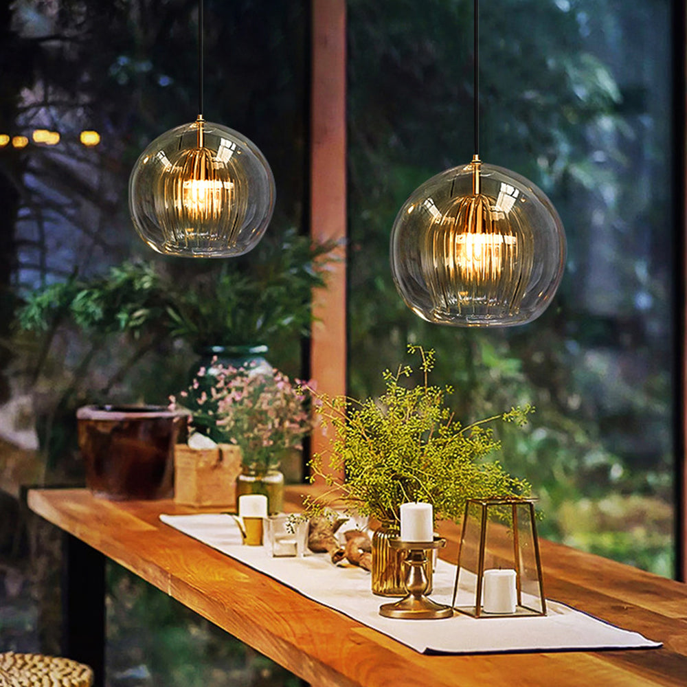 June Glass Globe Pendant Light Clear &Amber - Neutralighting