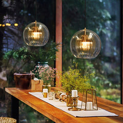 June Glass Globe Pendant Light Clear &Amber - Neutralighting