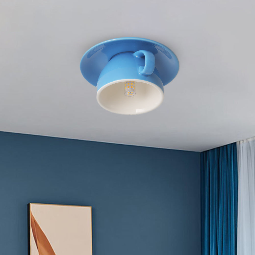 Aria Modern Coffee Cups Ceramic Flush Ceiling Lighting - Neutralighting