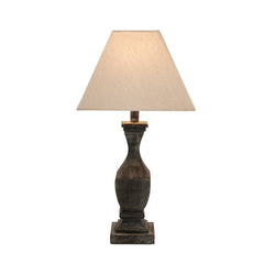 cut out image of washed wood fluted table lamp with linen shade
