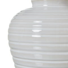 close up on rounded ceramic body of lamp